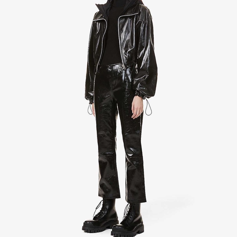 J Brand Franky High Rise Crop Flared Patent Leather Pants